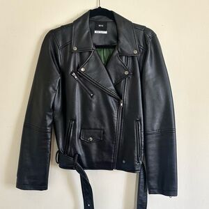 BDG Faux leather jacket green lining m